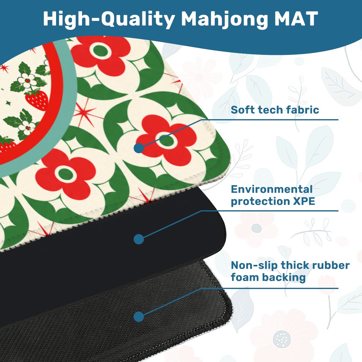 The Bloom-a-Rama Red And Green Mahjong Mat