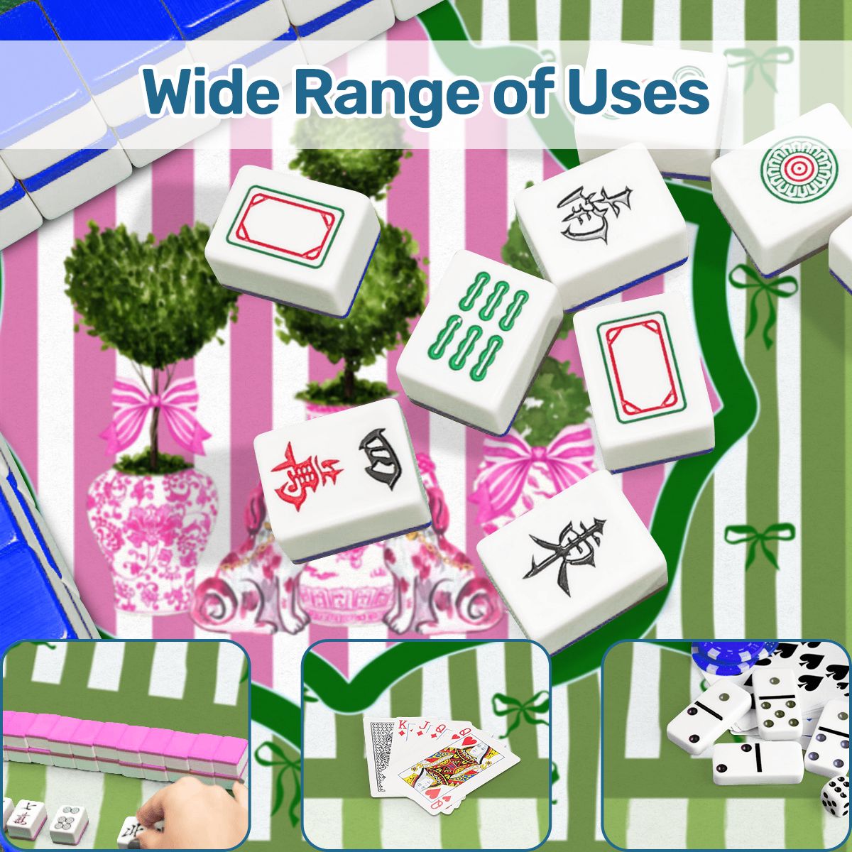 Preppy Staffordshire Chinoiserie Green And Pink Mahjong Mat