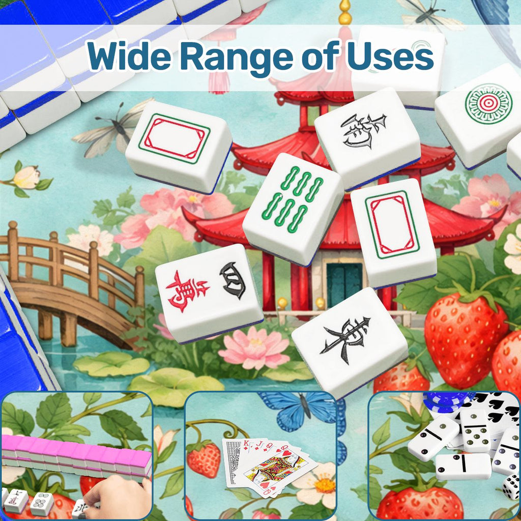 Strawberry Pagoda Garden Watercolor Mahjong Mat
