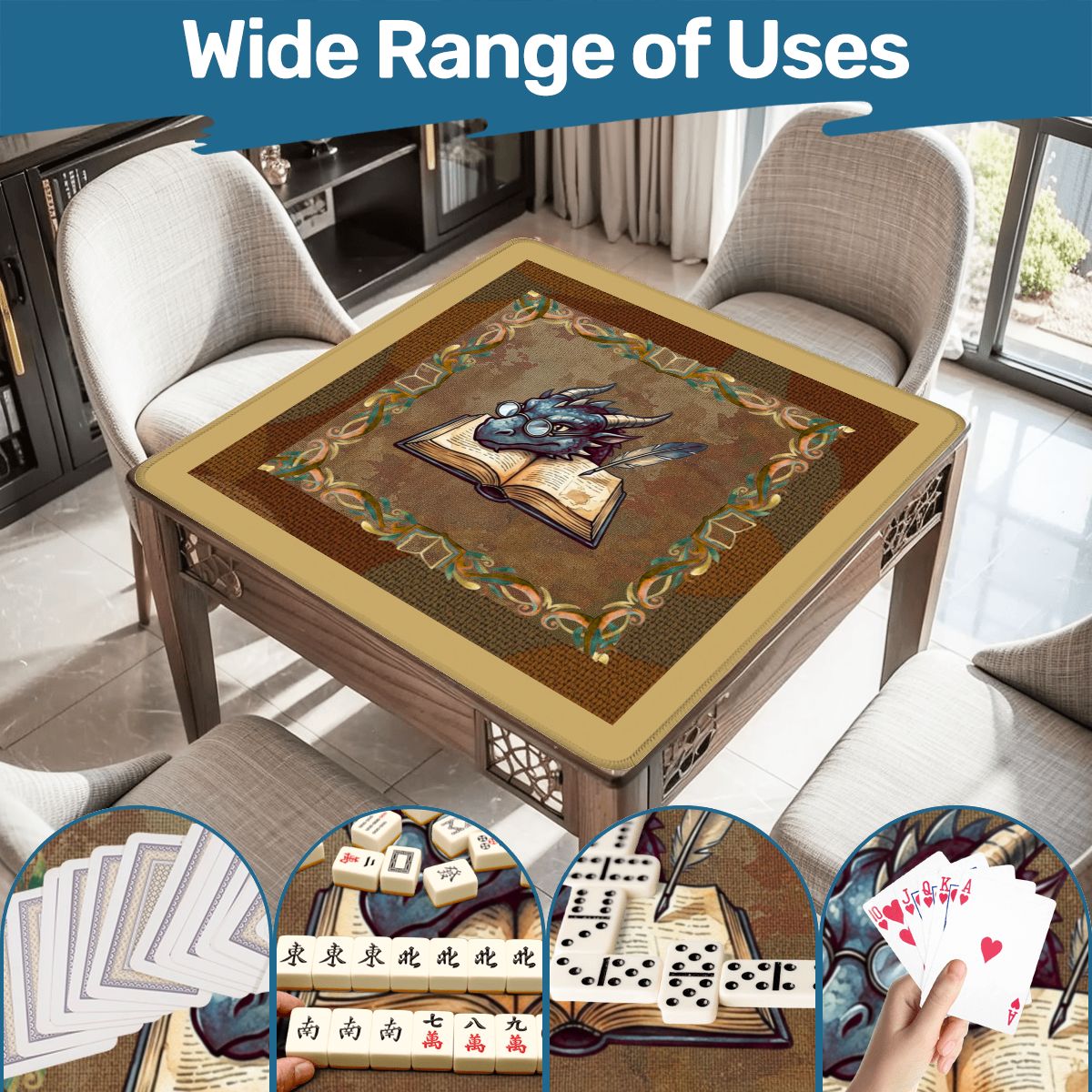 Dragon Of All Tales Faux Needlepoint Mahjong Mat
