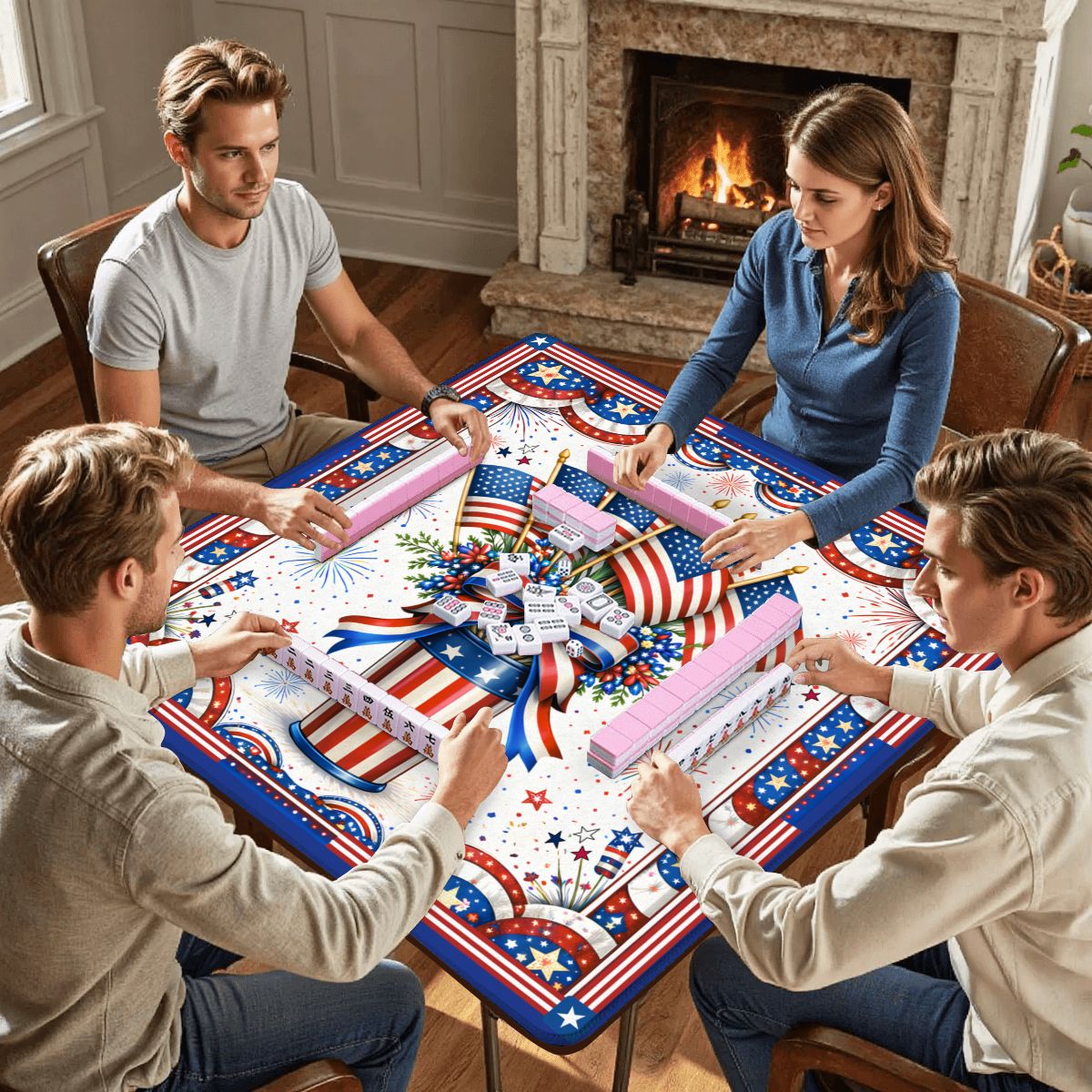 American Pie USA Patriotic Mahjong Mat