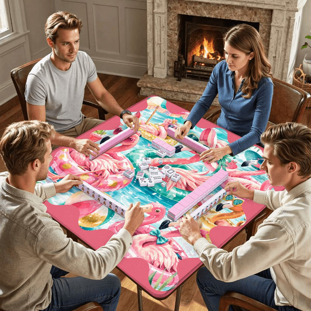 Flamingo Palm Party Mahjong Mat