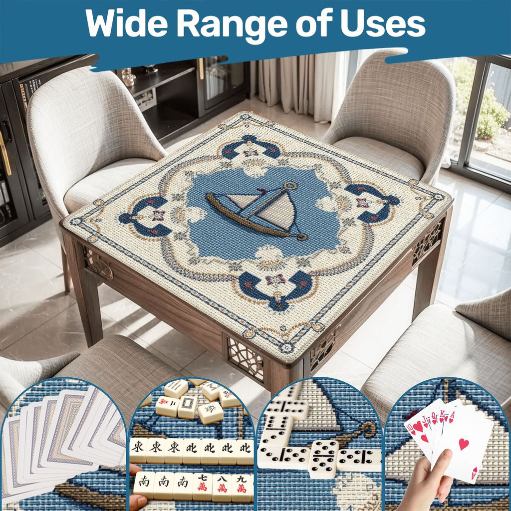 The Sea Is Calling And I Must Go Nautical Faux Needlepoint Mahjong Mat