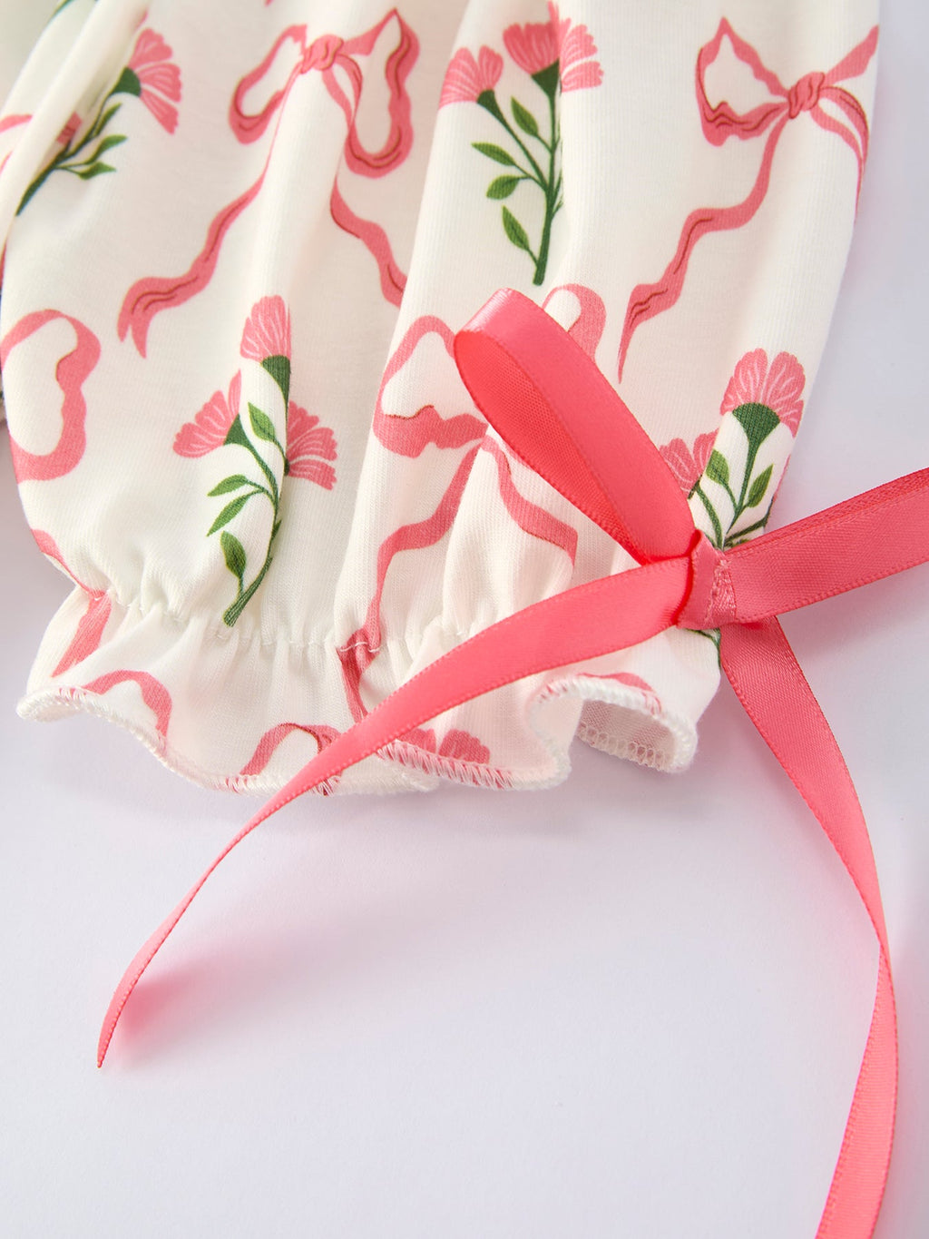 Spring Floral Smocking Embroidery Bow Girls Dress