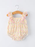 Floral Girls Smocked Ruffle Romper