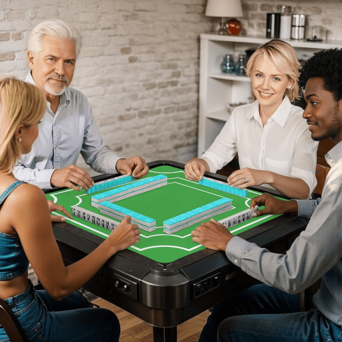Plain And Simple Green Minimalist Mahjong Mat