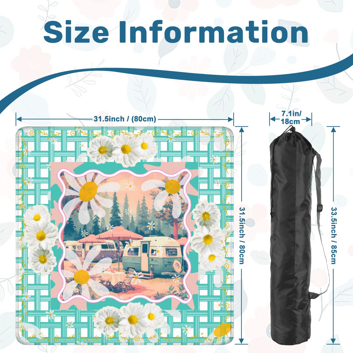 Glamper Boom Yesteryear Daisy Camping, Picnic Mahjong Mat