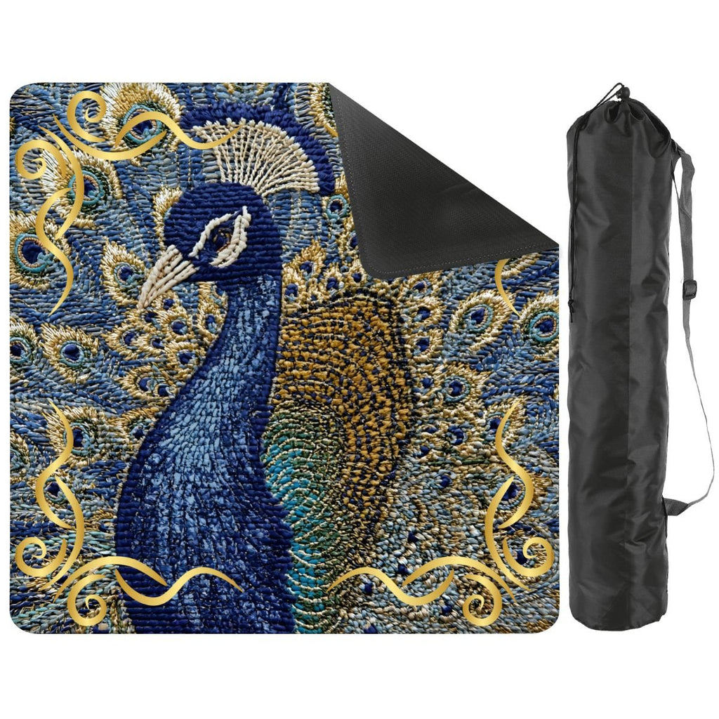 Floral Elegant Peacock Faux Needlepoint Mahjong Mat