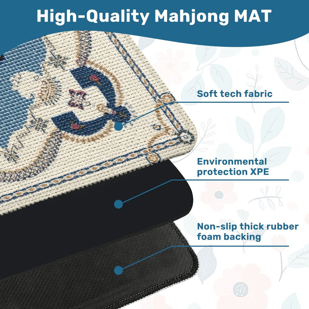 The Sea Is Calling And I Must Go Nautical Faux Needlepoint Mahjong Mat