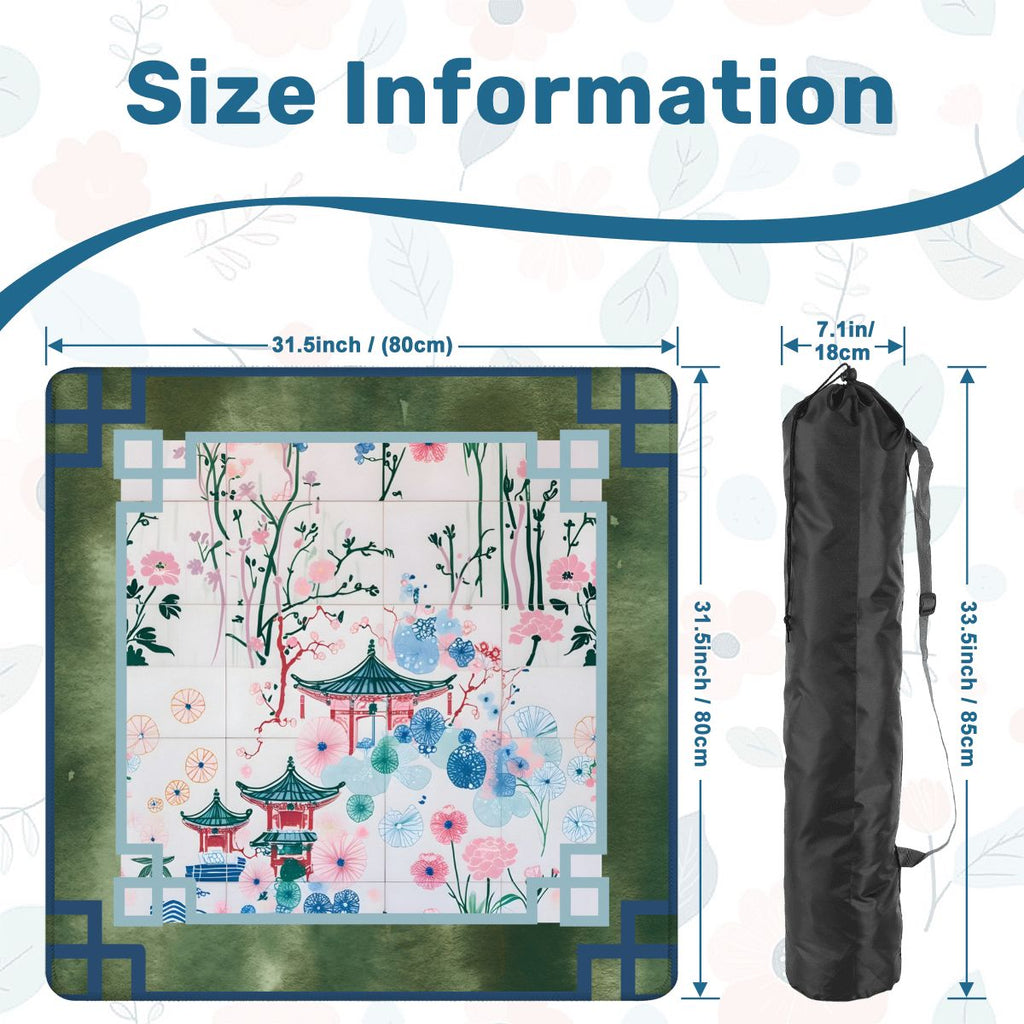 Malachite Mahjong Mat Asian Motif