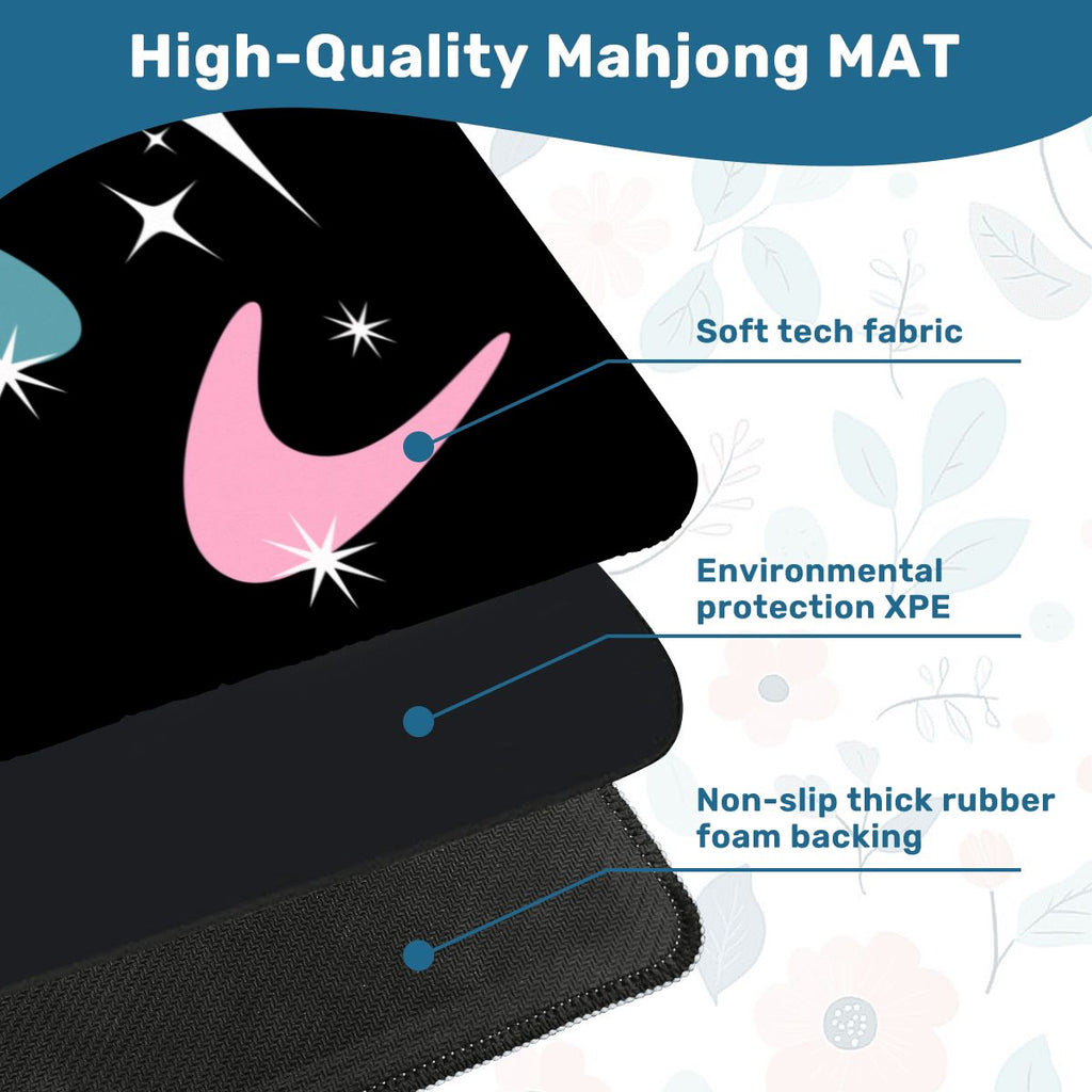Sky Rockets In Flight, Black Modern Mahjong Mat