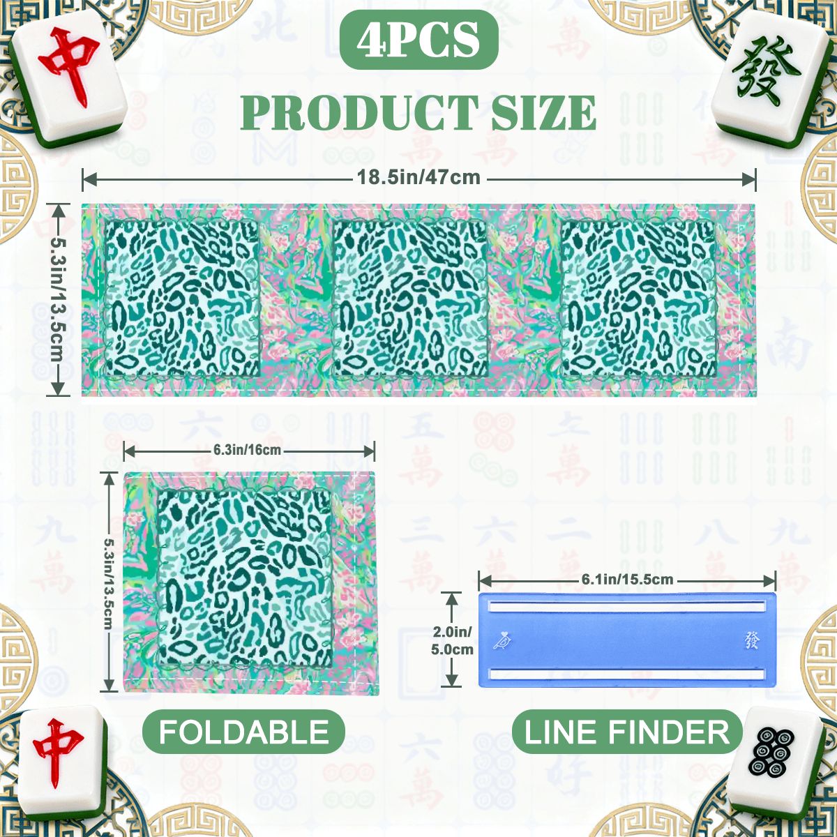 Preppy Pastel Cotton Candy Wild Thing 4 Mahjong Card Holder with Line Finder