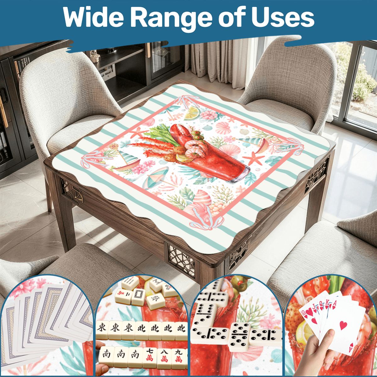 The Charleston Bloody Mary Coastal Scalloped Mahjong Mat