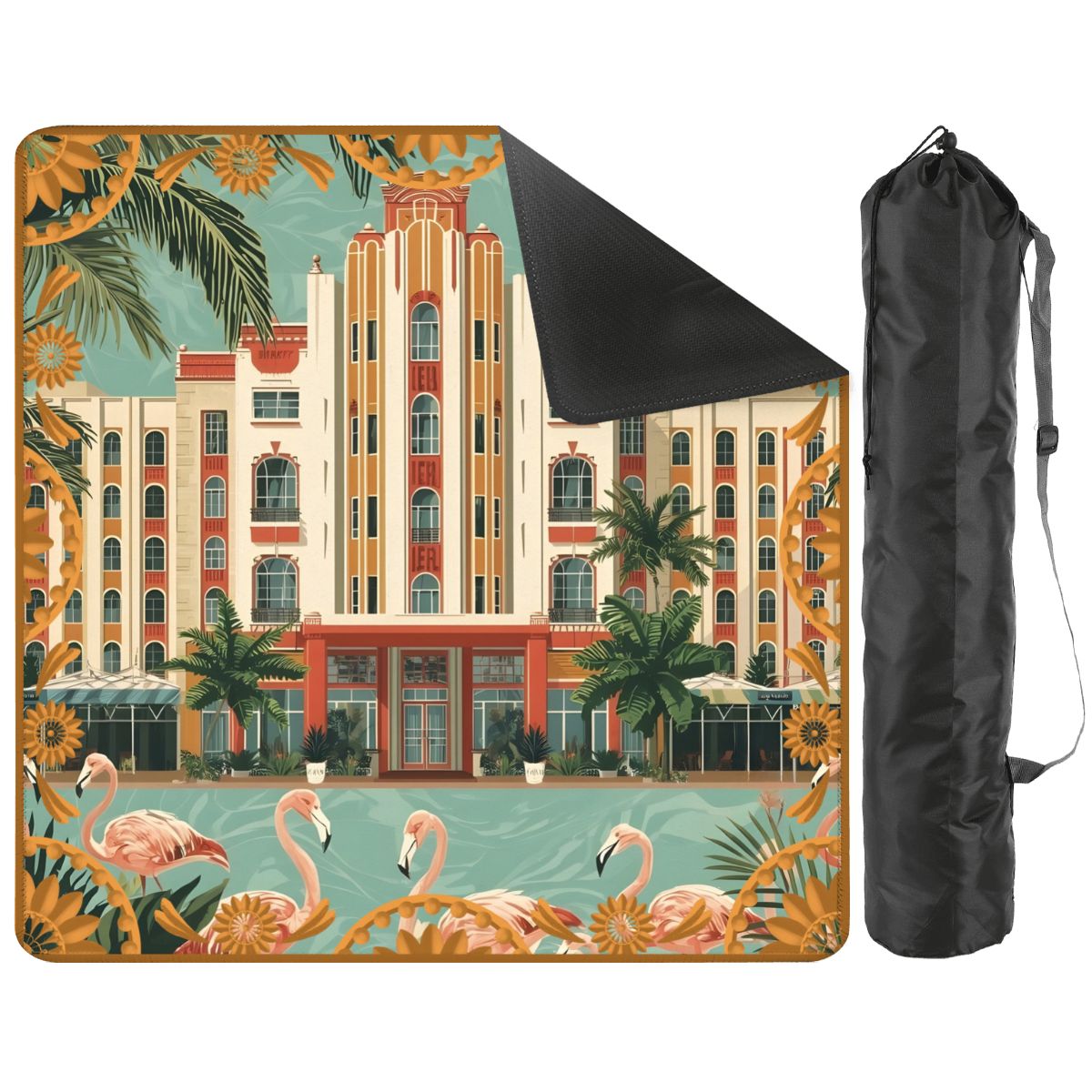 Art Deco Old World Florida Flamingo Row Mahjong Mat