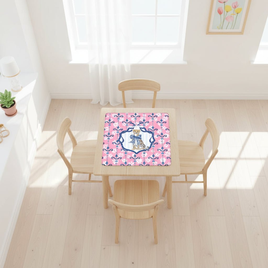 Charleston Cheetah Preppy Pink Floral Mahjong Mat