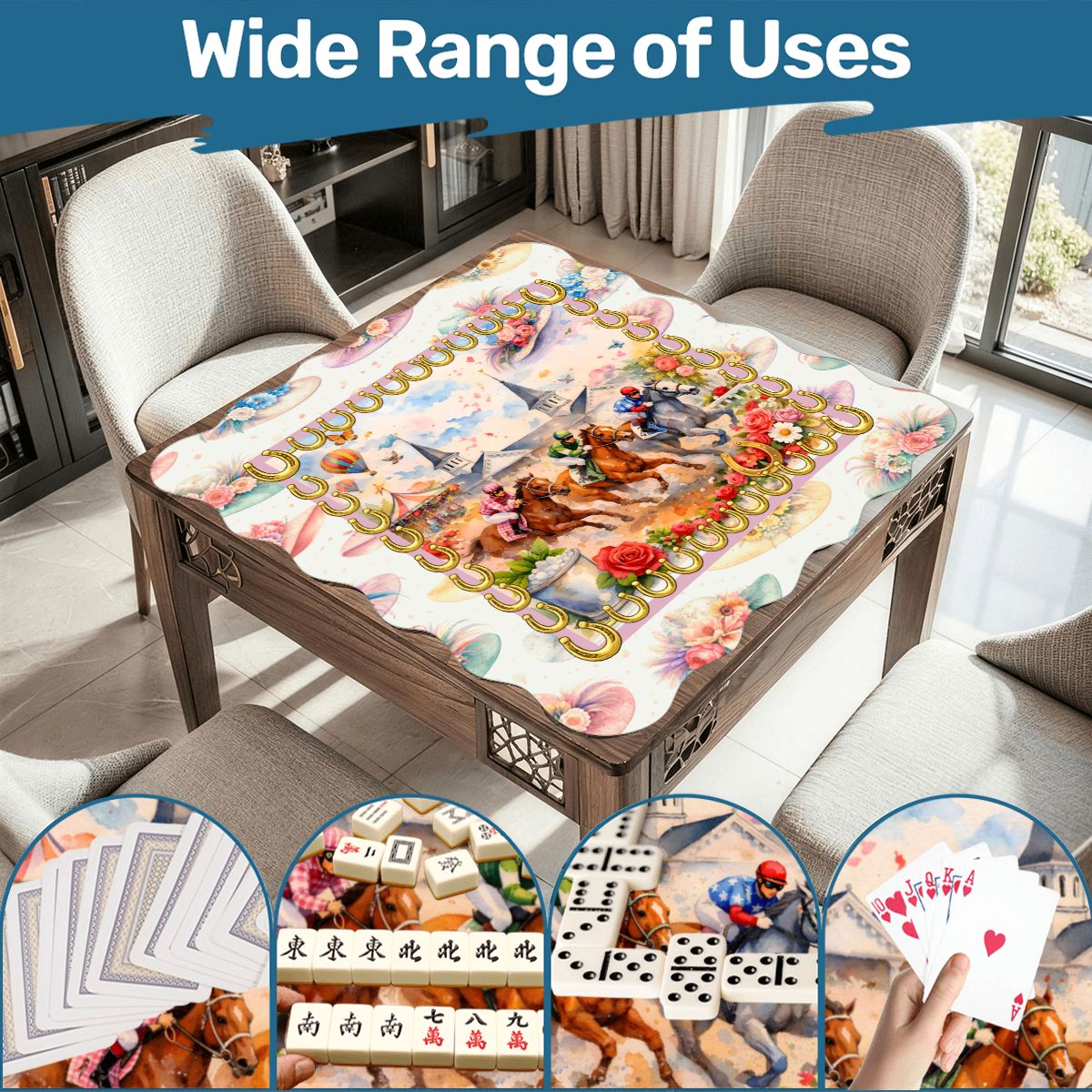 Kentucky Derby Scalloped Mahjong Mat