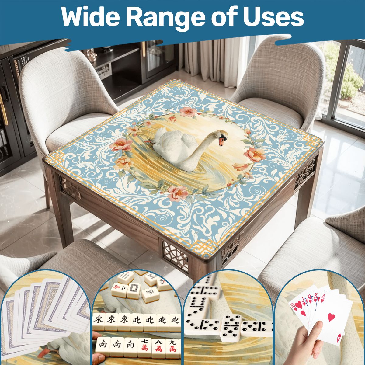 On Golden Pond Swan Mahjong Mat