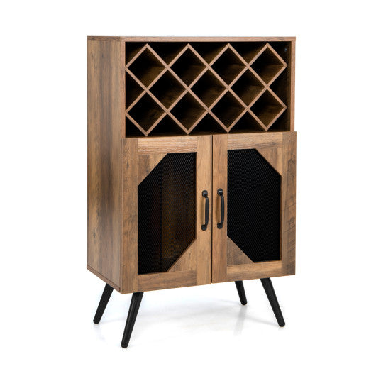 2-Door Farmhouse Kitchen Storage Bar Cabinet-Rustic Brown