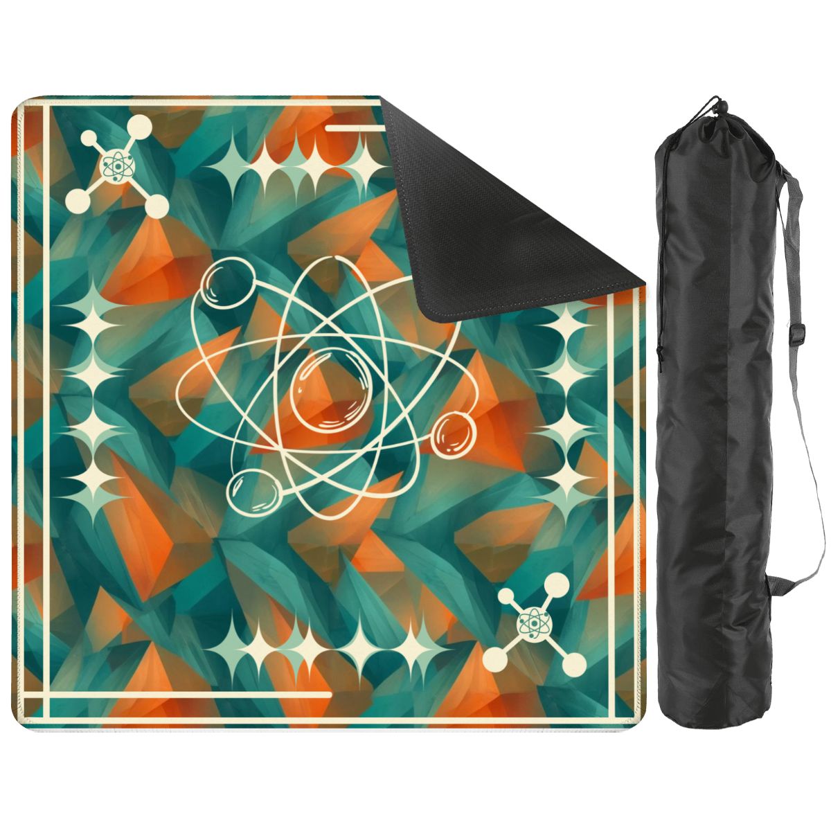 Super Sonic Atom Modern Orange Teal Mahjong Mat
