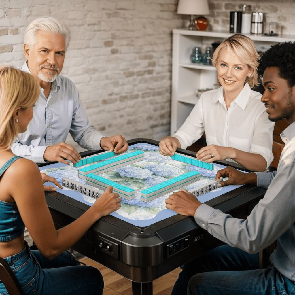 Baby Blue Floral Hydrangea Mahjong Mat