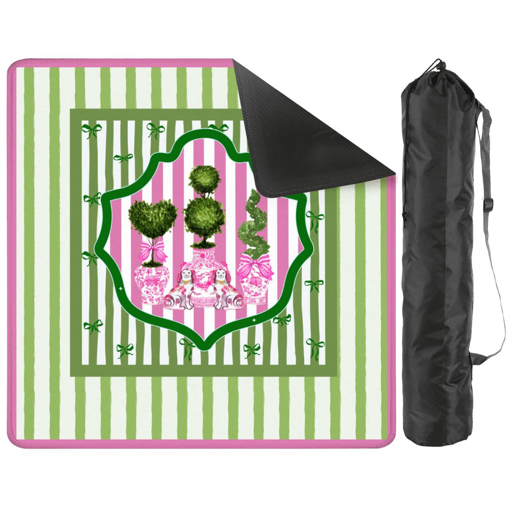 Preppy Staffordshire Chinoiserie Green And Pink Mahjong Mat