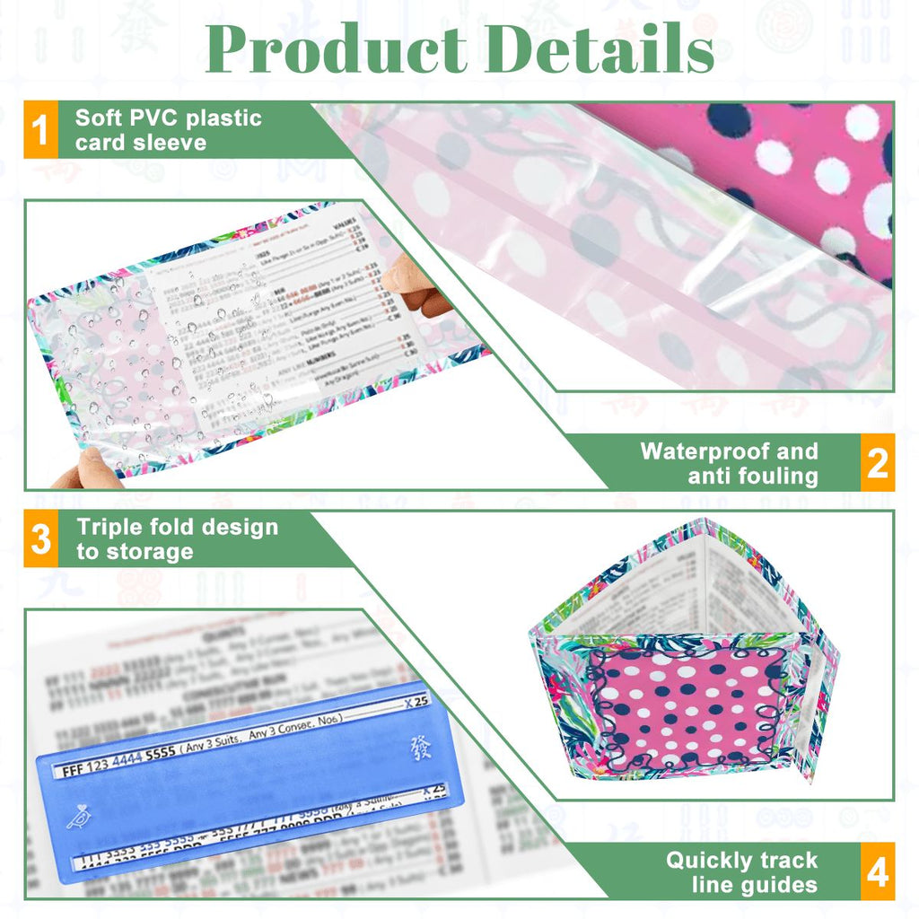Preppy Pastel Garden Gala Whimiscal 4 Mahjong Card Holder with Line Finder