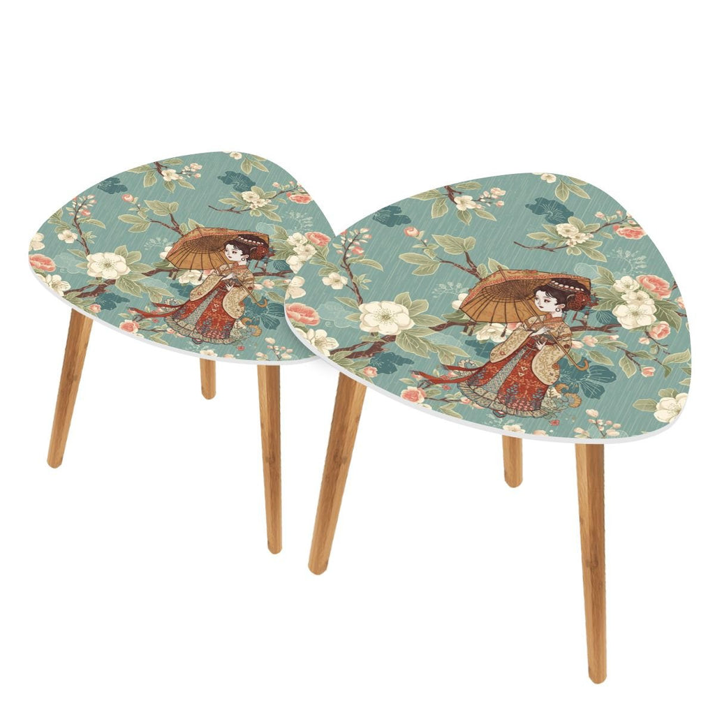 Asian Blossom Chinoiserie Modern Nesting Tables
