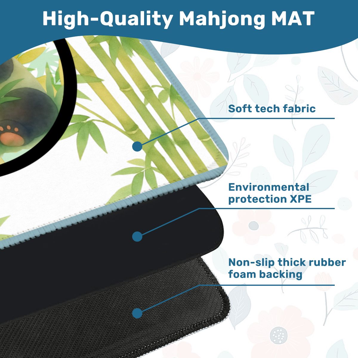 Lucky Bamboo Panda Bear Mahjong Mat