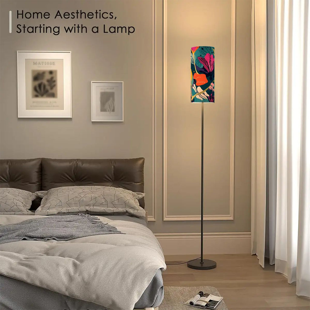 Grand Bohemian Orange, Teal, Yellow, Fuchsia Modern Floor Lamp