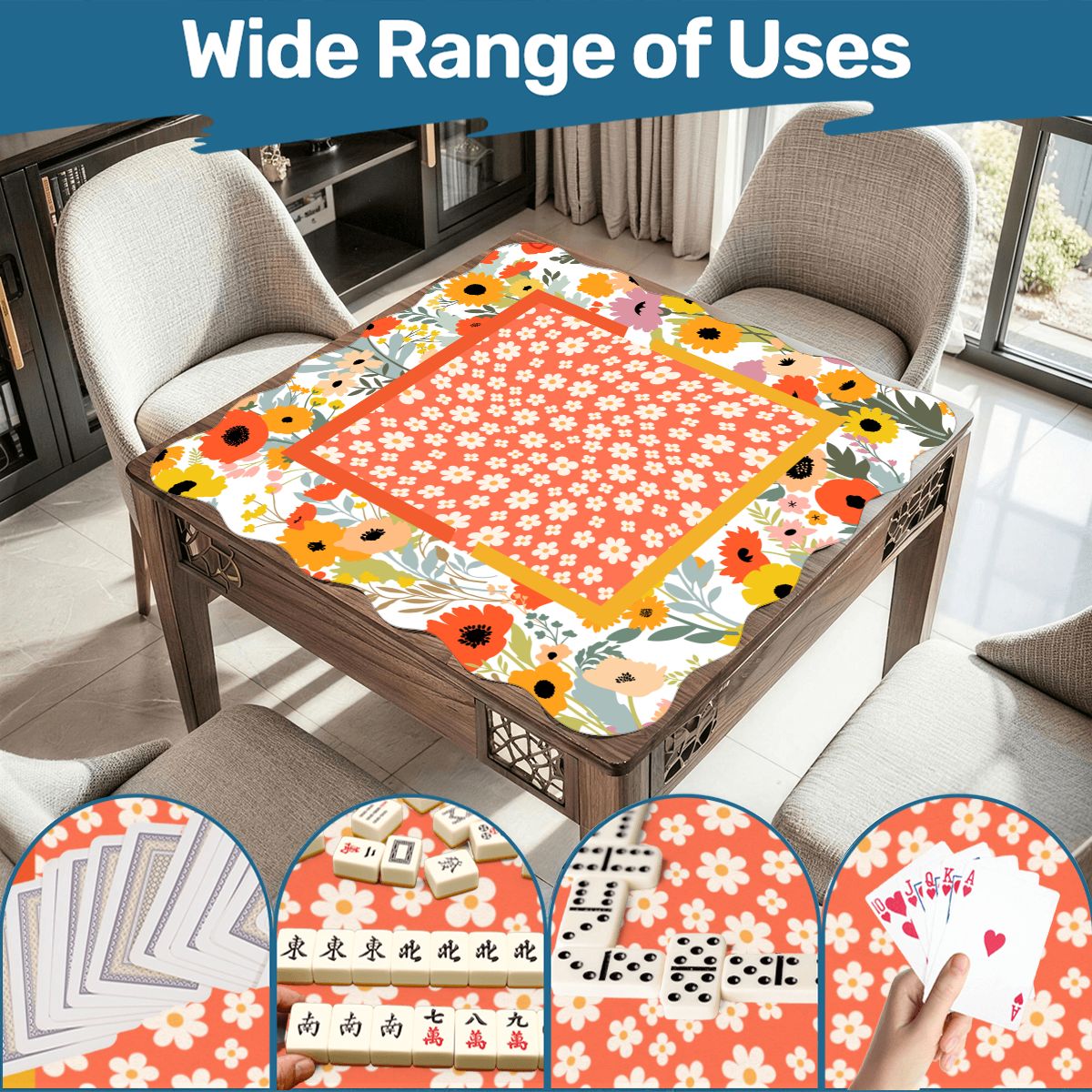 Modern Daisy Preppy Sunshine Scalloped Mahjong Mat