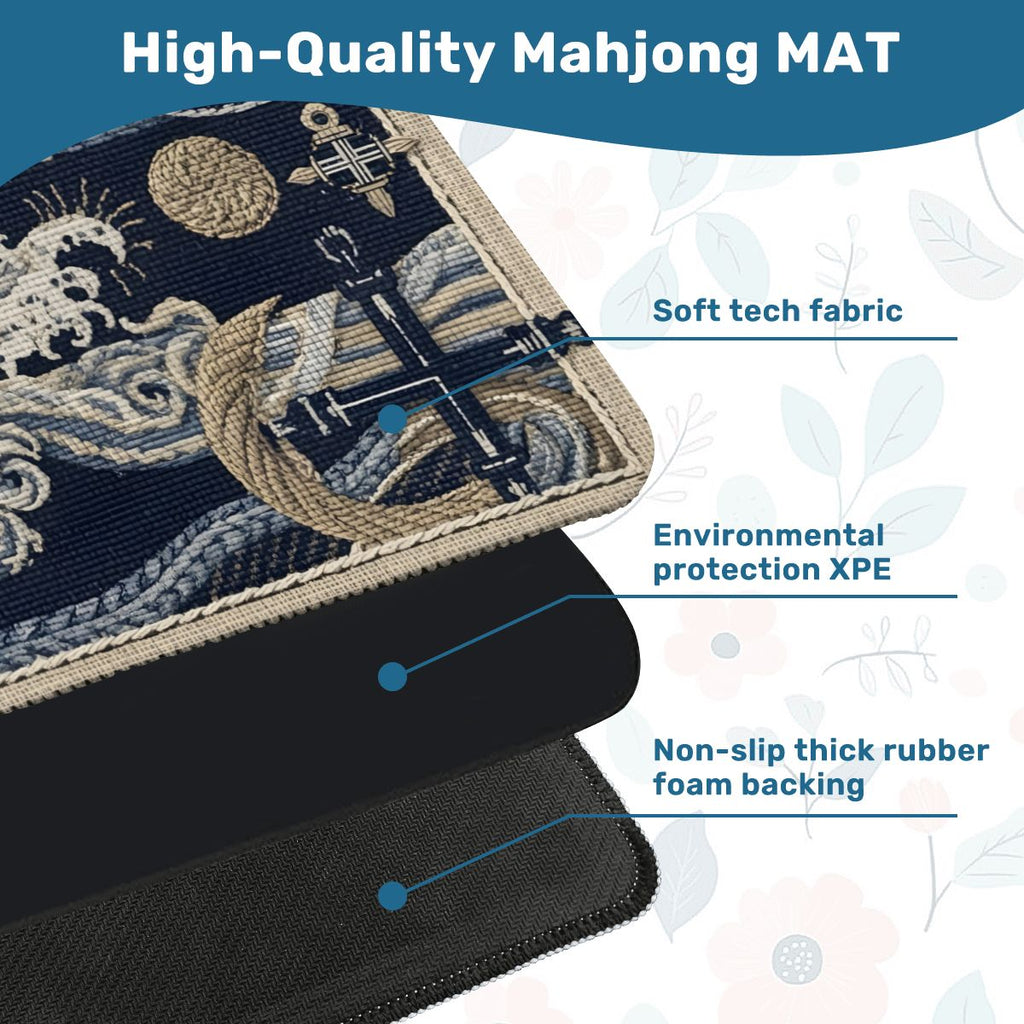 Where The Wind Blows, Faux Needlepoint Nautical Mahjong Mat