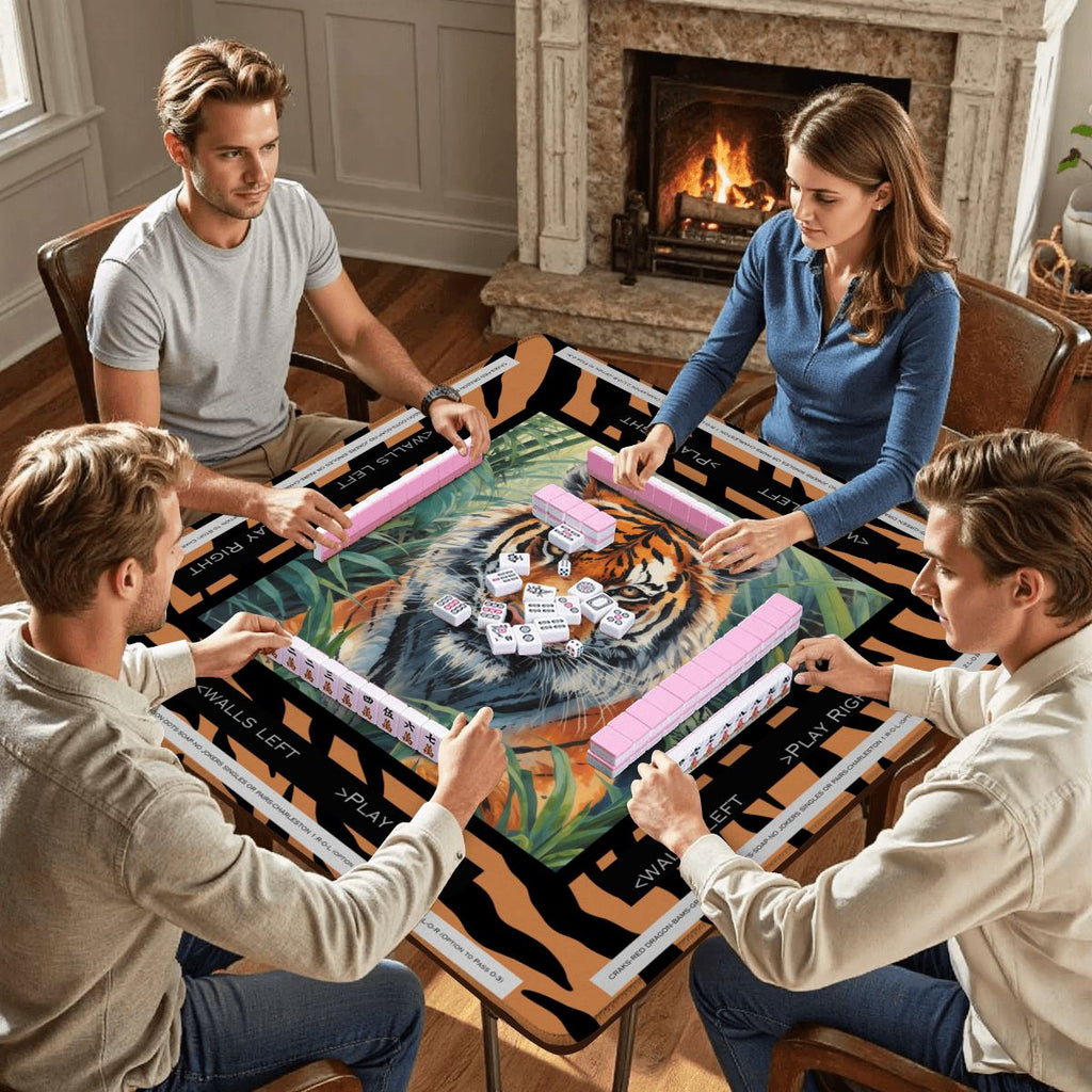 Rumble In The Jungle Tiger Print Mahjong Mat With Instructions