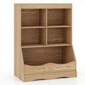 34.5" Kids Bookshelf  with 5 Bins for Playroom and Living Room-Natural