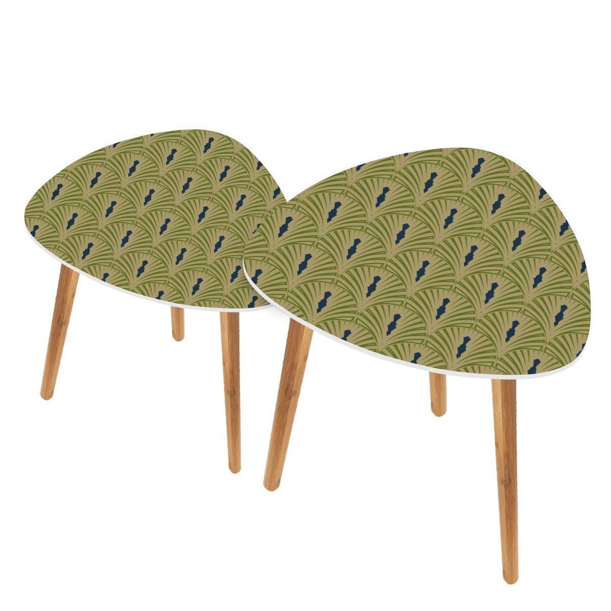 Art Deco Modern Nesting Tables, Army Green Navy Blue Designed