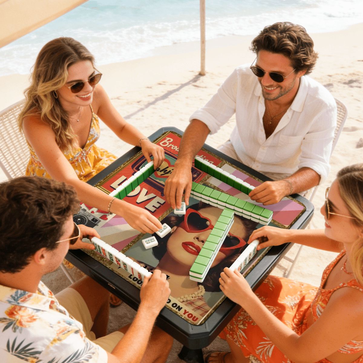 Funny Mini Mahjong Travel Mat, Mahjong Looks Good On You (Ship Rolled up)