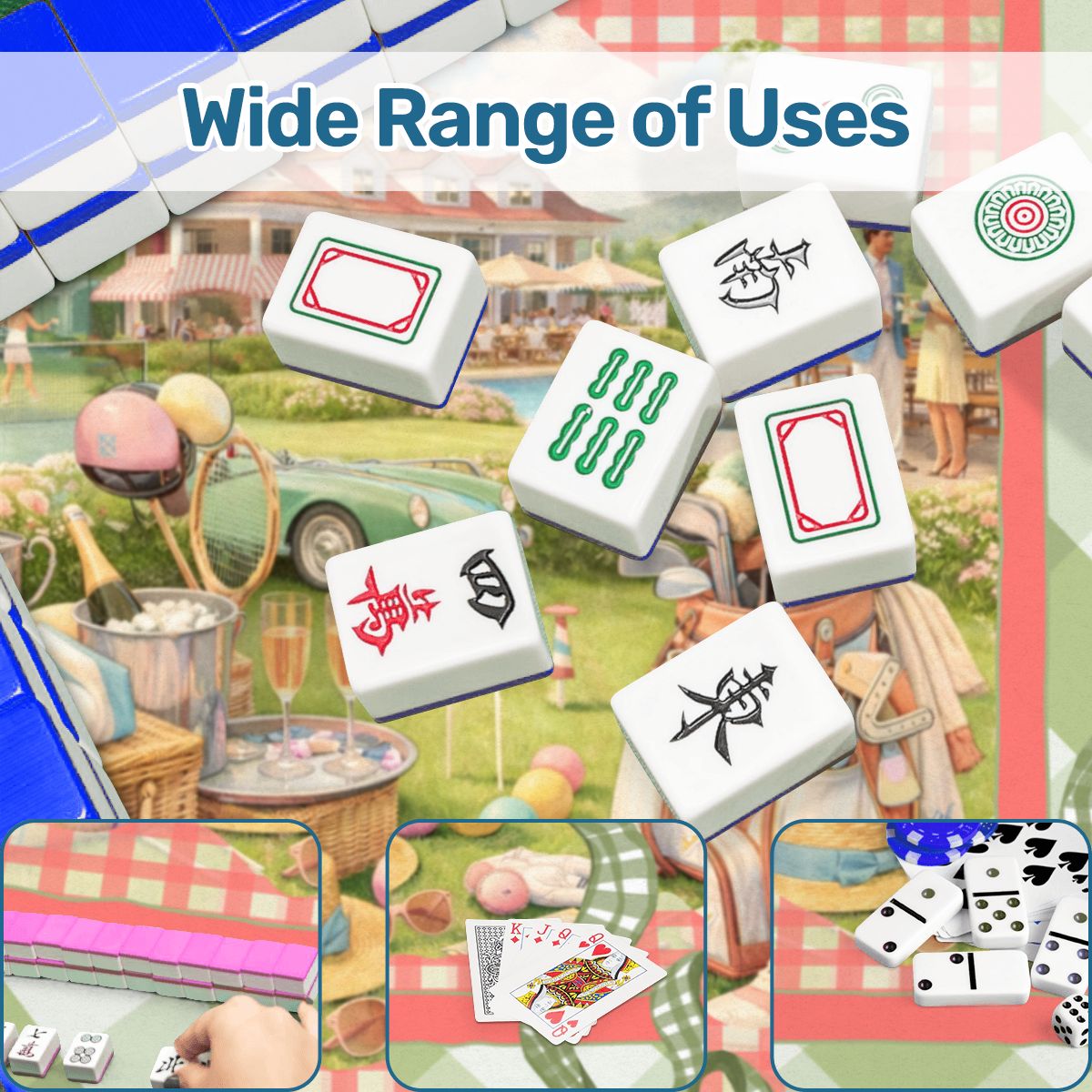 Preppy Green Gingham Countryclub Scalloped Mahjong Mat