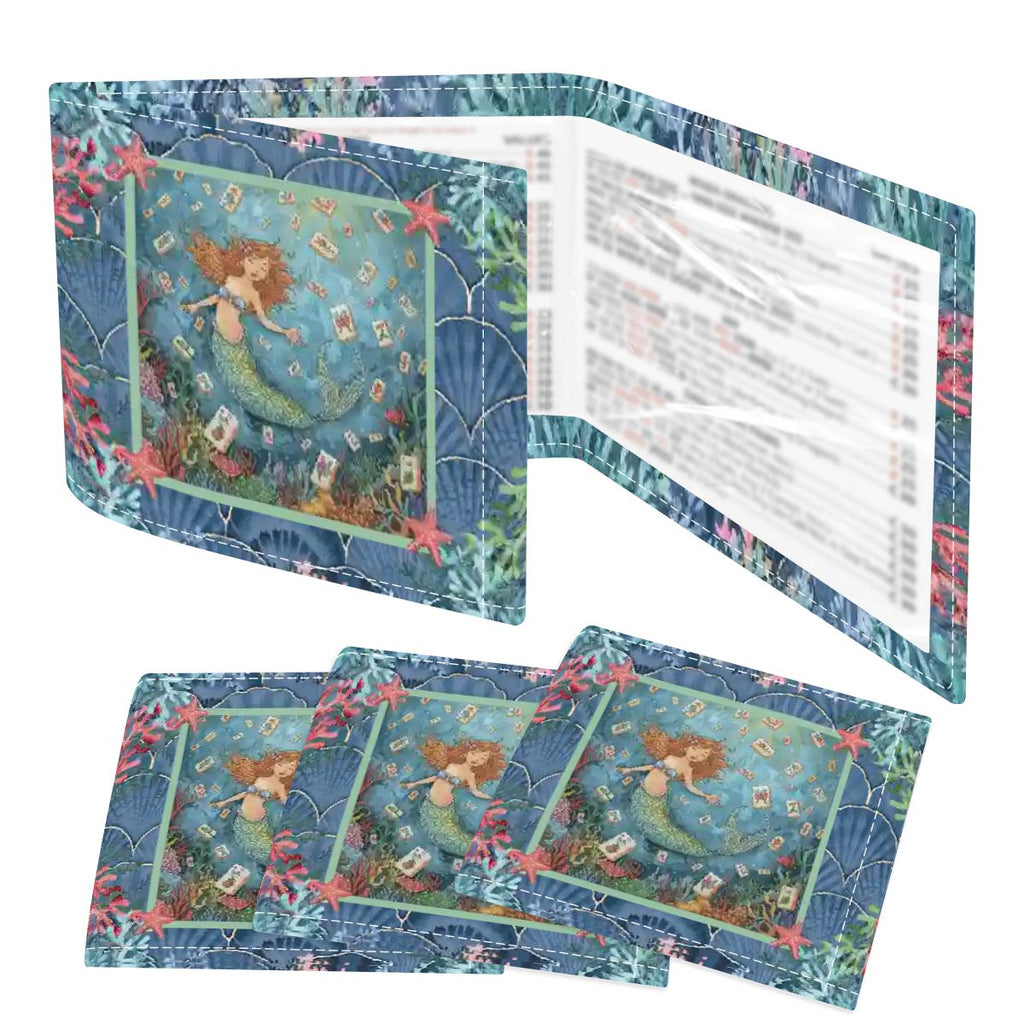 Under The Sea Mermaid Designed 4 Mahjong Card Holder with Line Finder
