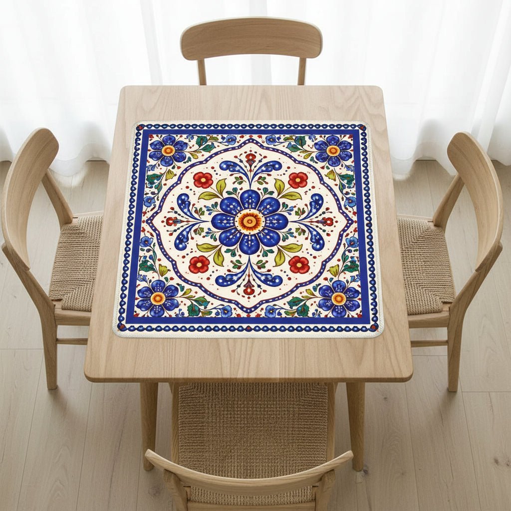 Blue Porcelain Garden Mahjong Mat