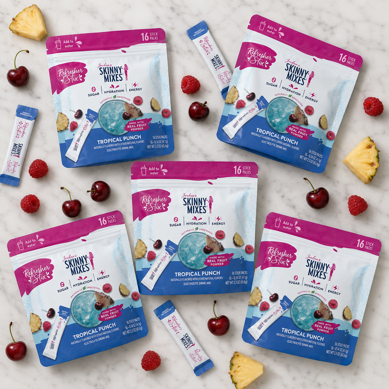 Jordan's Skinny Mixes - Refresher Stix 16 ct - Tropical Punch
