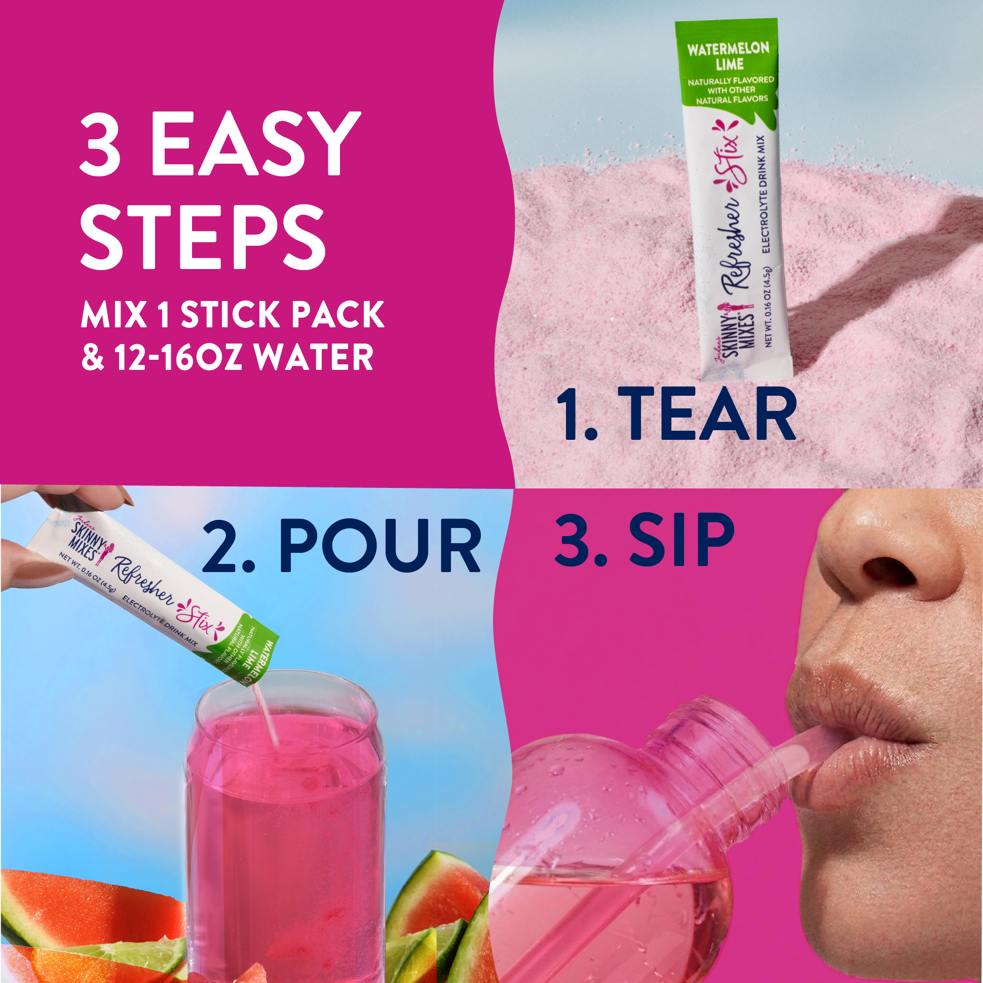 Jordan's Skinny Mixes - Refresher Stix 16 ct - Watermelon Lime