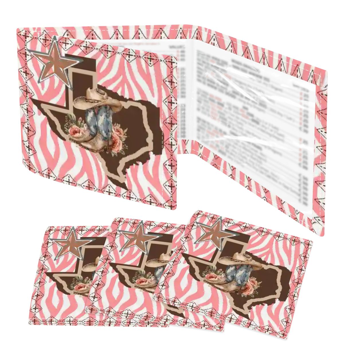 Texan Girl, Boho Floral 4 Mahjong Card Holder with Line Finder