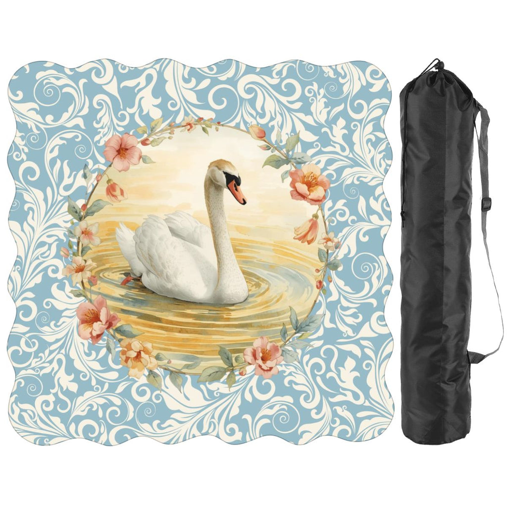 On Golden Pond Swan Floral Scalloped Mahjong Mat