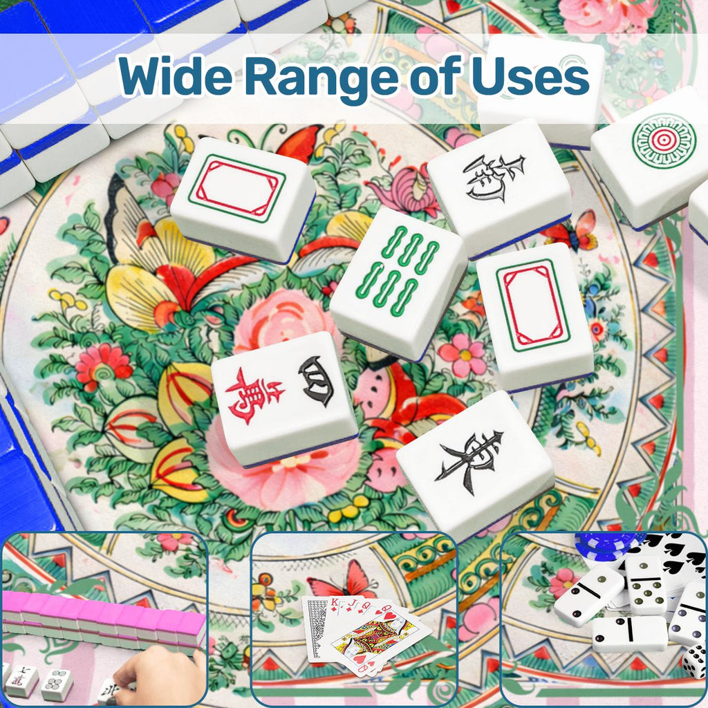 Vintage Chinese Rose Canton Chinoiserie Mahjong Mat