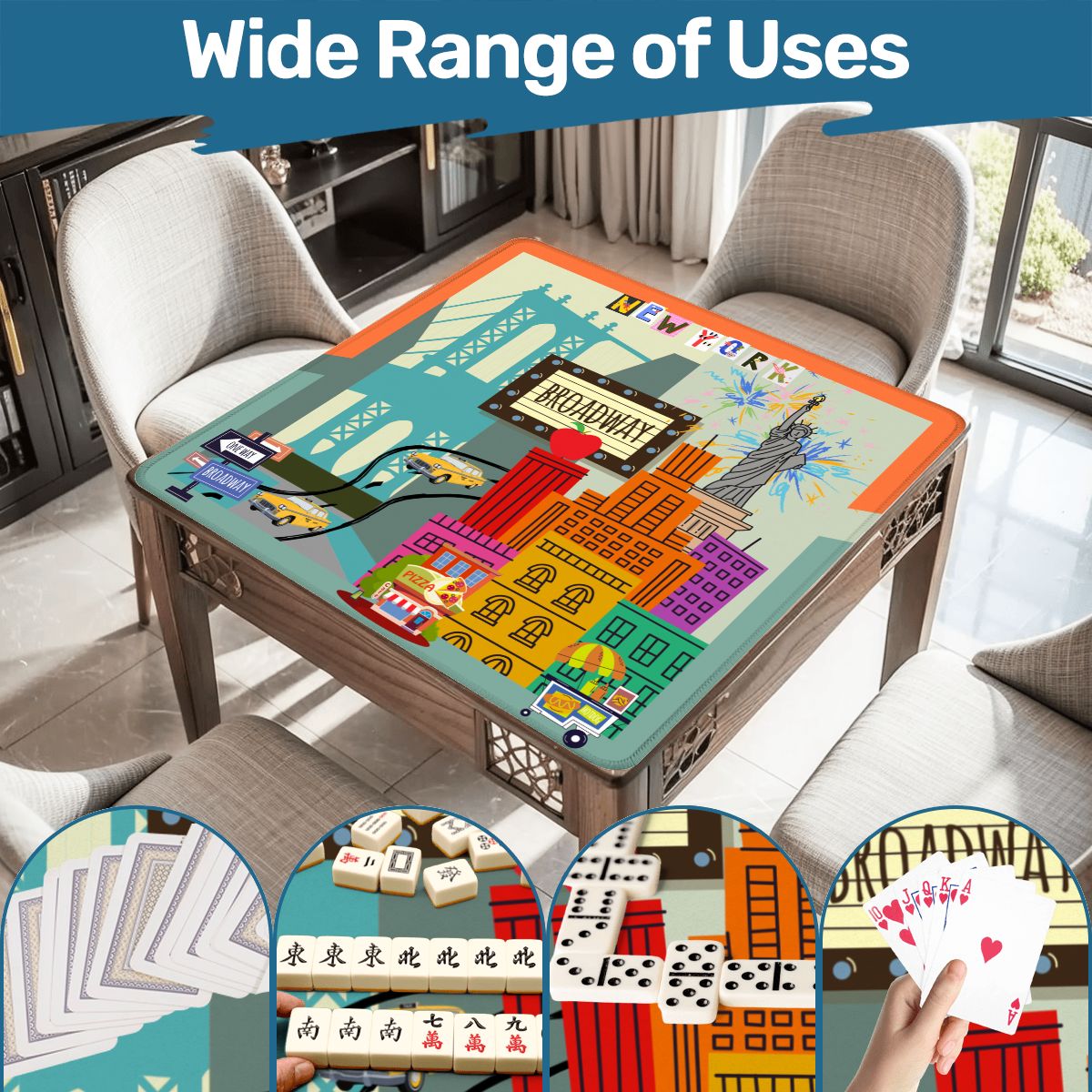 NYC On Broadway New York Cityscape Mahjong Mat