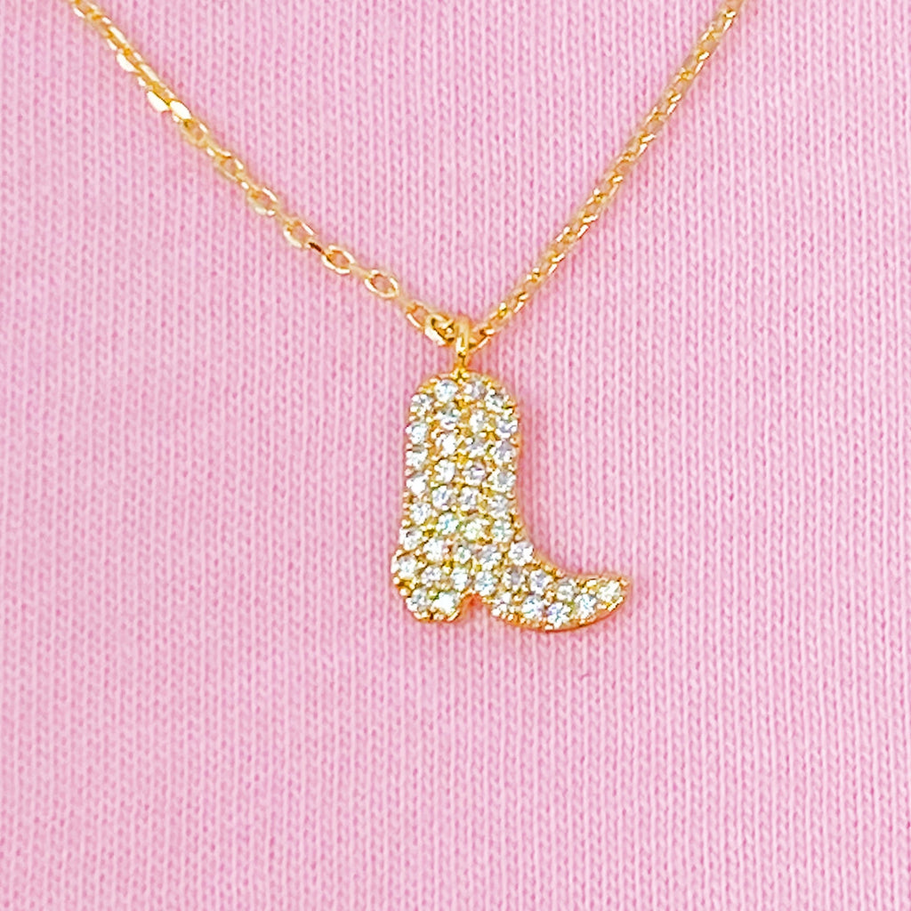 Gold Cowgirl Boot Necklace - Dainty & Detailed