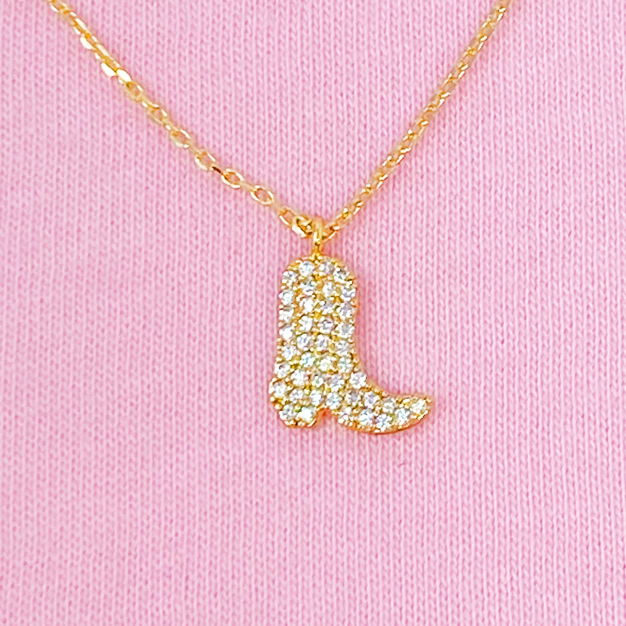 Gold Cowgirl Boot Necklace - Dainty & Detailed