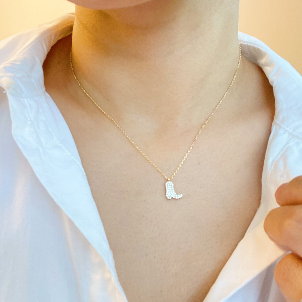 Gold Cowgirl Boot Necklace - Dainty & Detailed