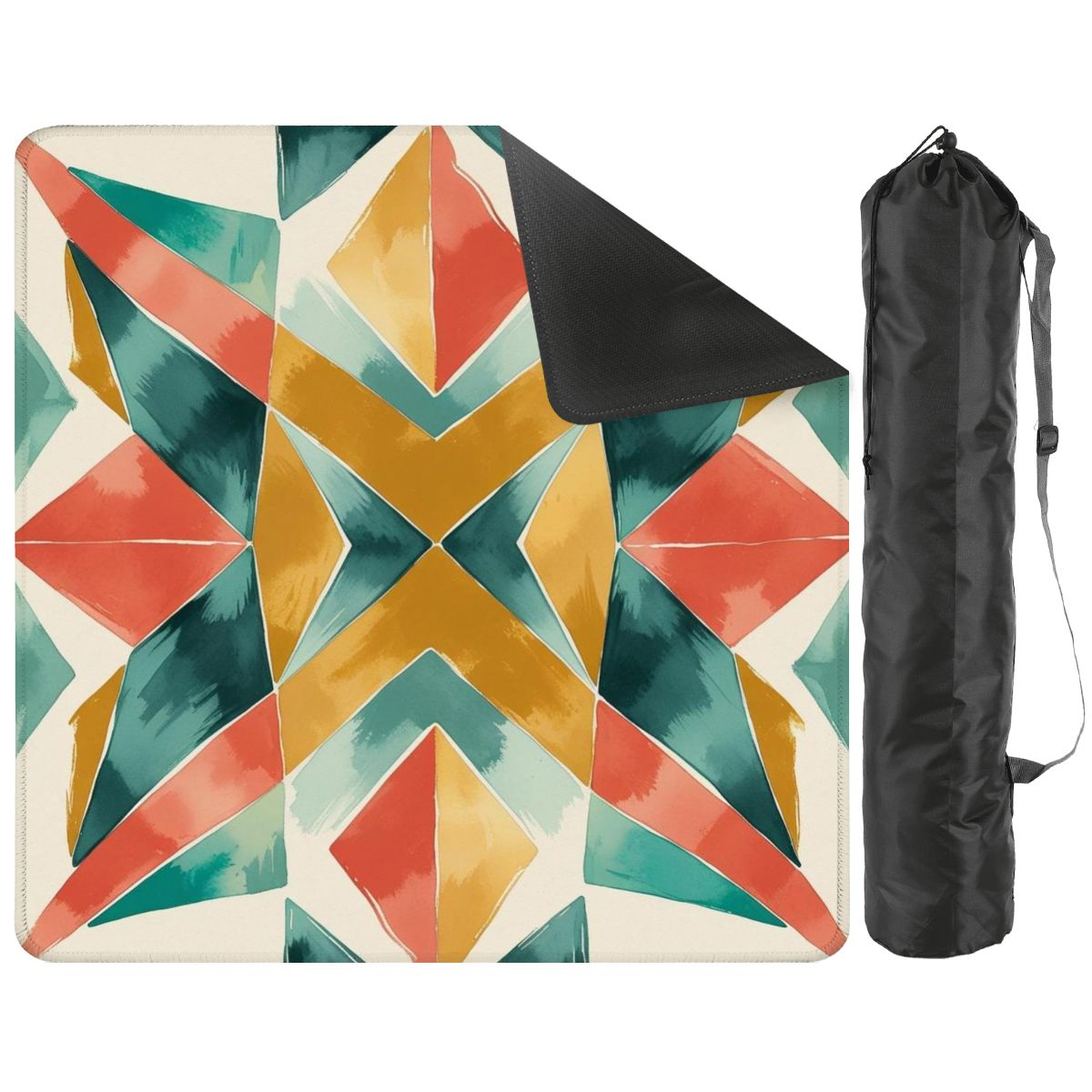 Boho Burst Prism Of Color, Emerald Green, Orange Mahjong Mat