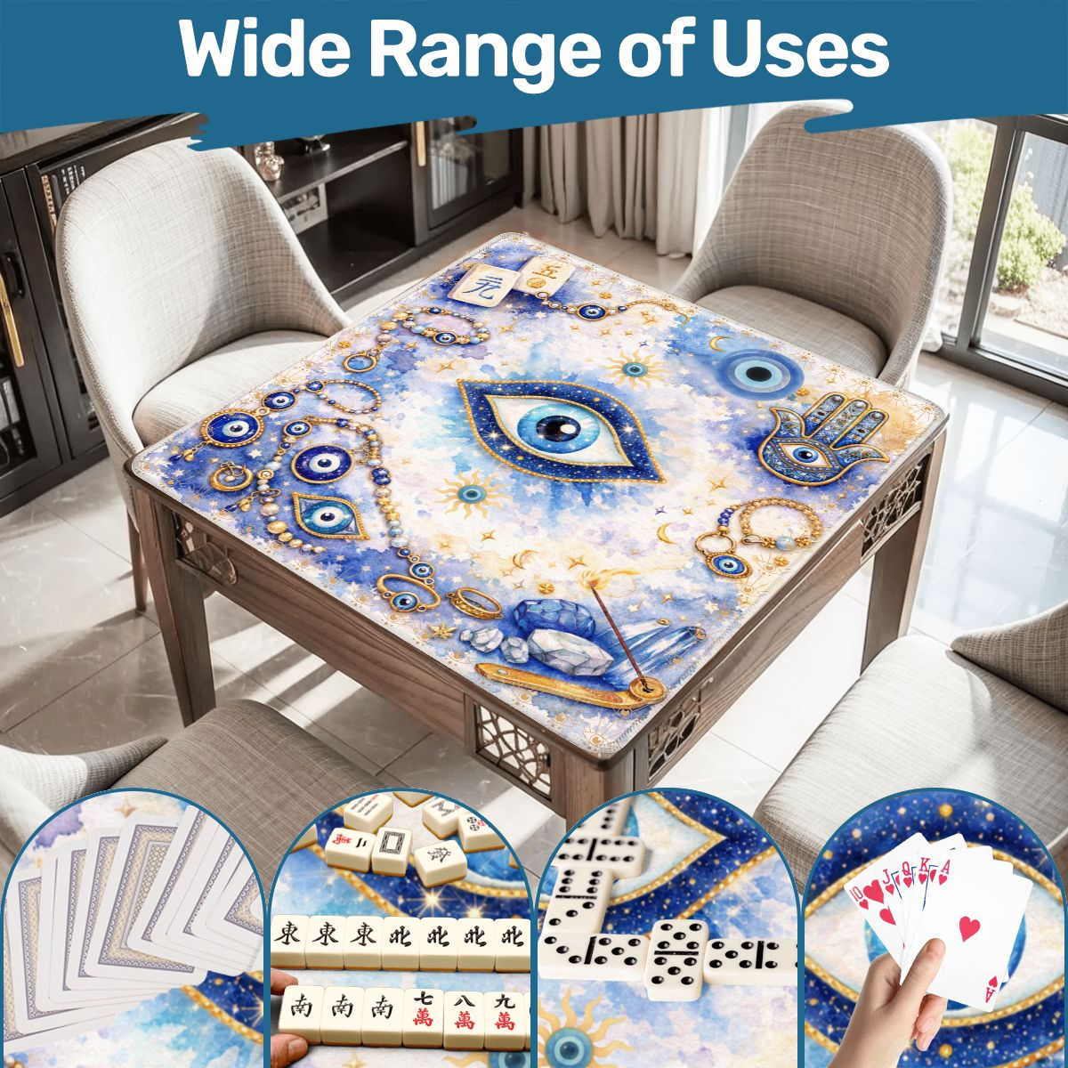 Evil Eye Blue Aura Mahjong Mat