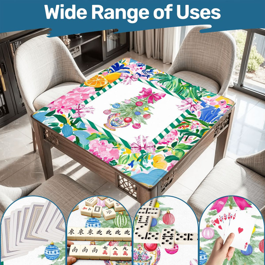 Festive Floral Christmas Tree Mahjong Mat